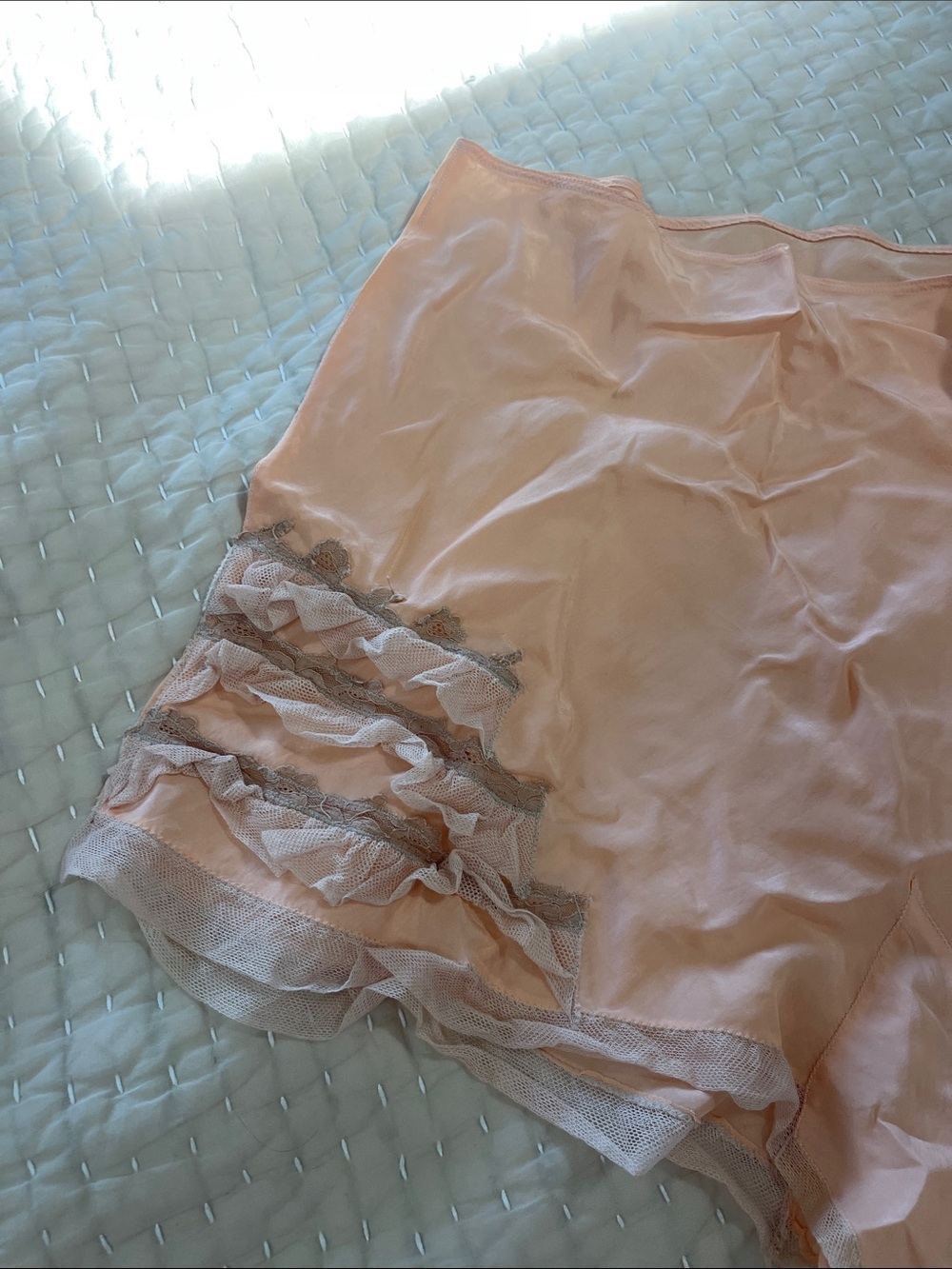 Peach Ruffle Trim Sleep Shorts - Women Intimates - Picture 3 of 4